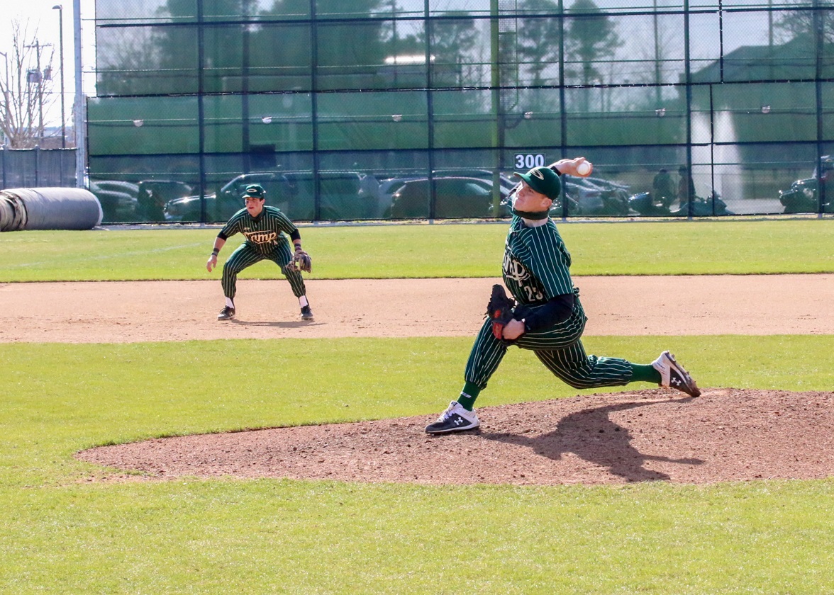 25 Dylan Beck Delivers a pitch against Lenoir CC